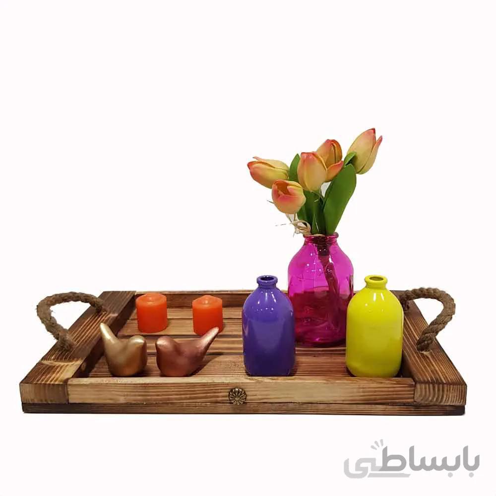 سینی چوبی طنابی رنگ روشن