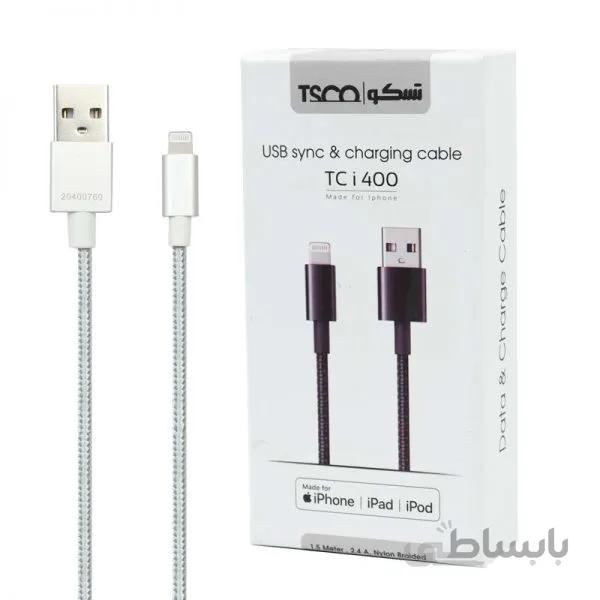 کابل آیفونی فست شارژ TSCO TC i400 2.4A 1.5m ا TSCO TC i400 2.4A 1.5m Lightning Cable