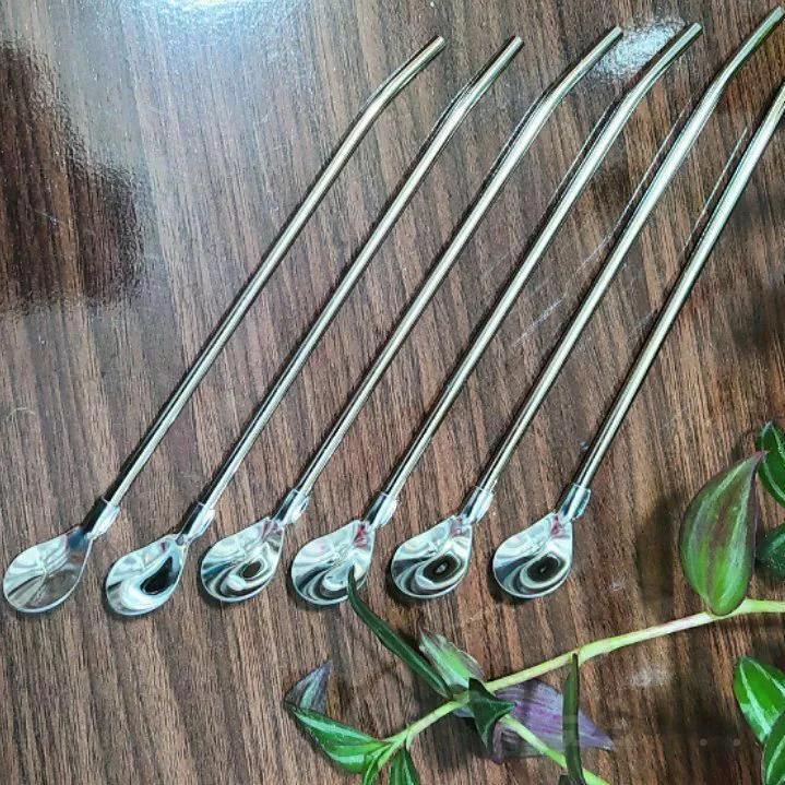 قاشق شربت خوری نی دار استیل