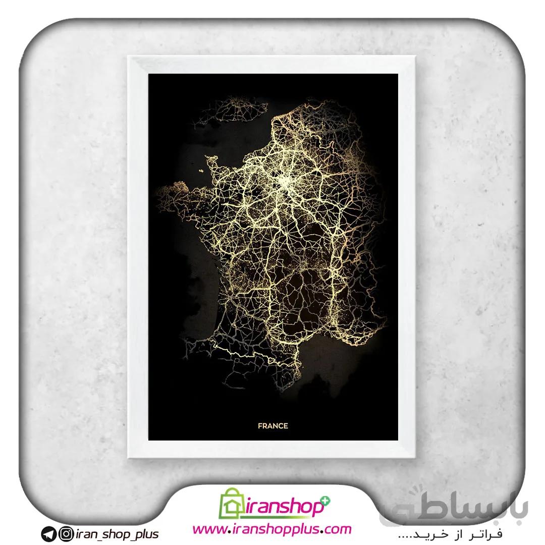 تابلو نقشه کشور فرانسه با تم Retina light