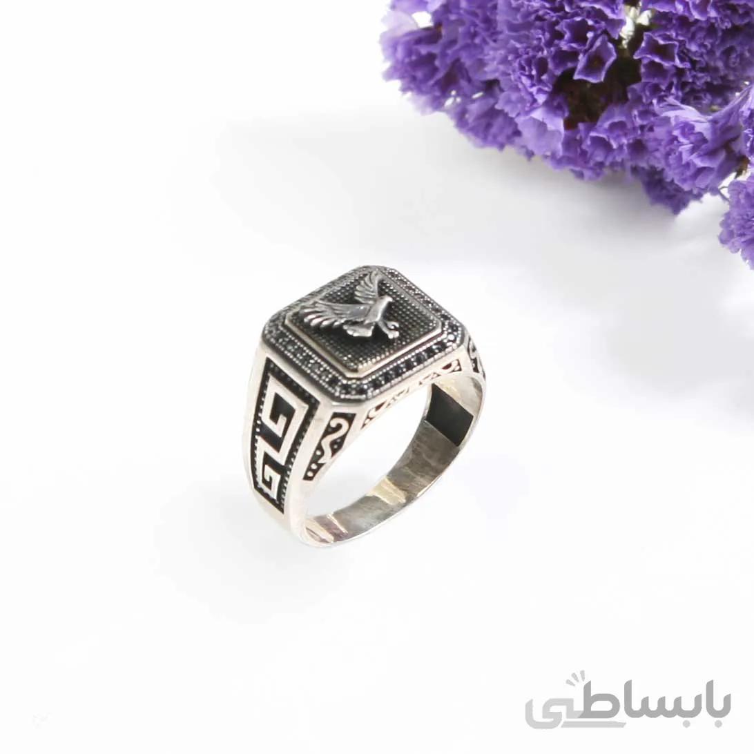 انگشتر نقره مردانه طرح عقاب