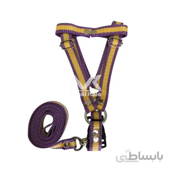 قلاده کتفی سگ رنگ بنفش و زرد S