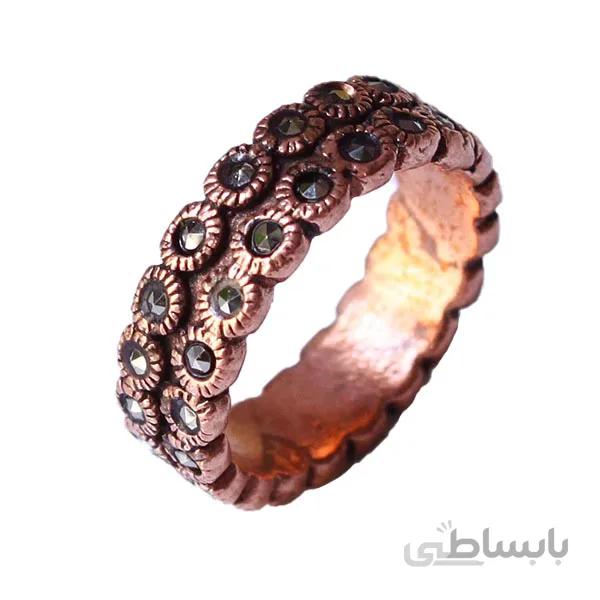 حلقه مسی زنانه و دخترانه نگین دار مارکازیت دوردیف کد JW271