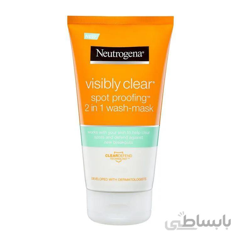 شوینده و ماسک صورت ضد جوش نوتروژینا ا Neutrogena Visibly Clear Spot Proofing 2 in 1 Wash-Mask