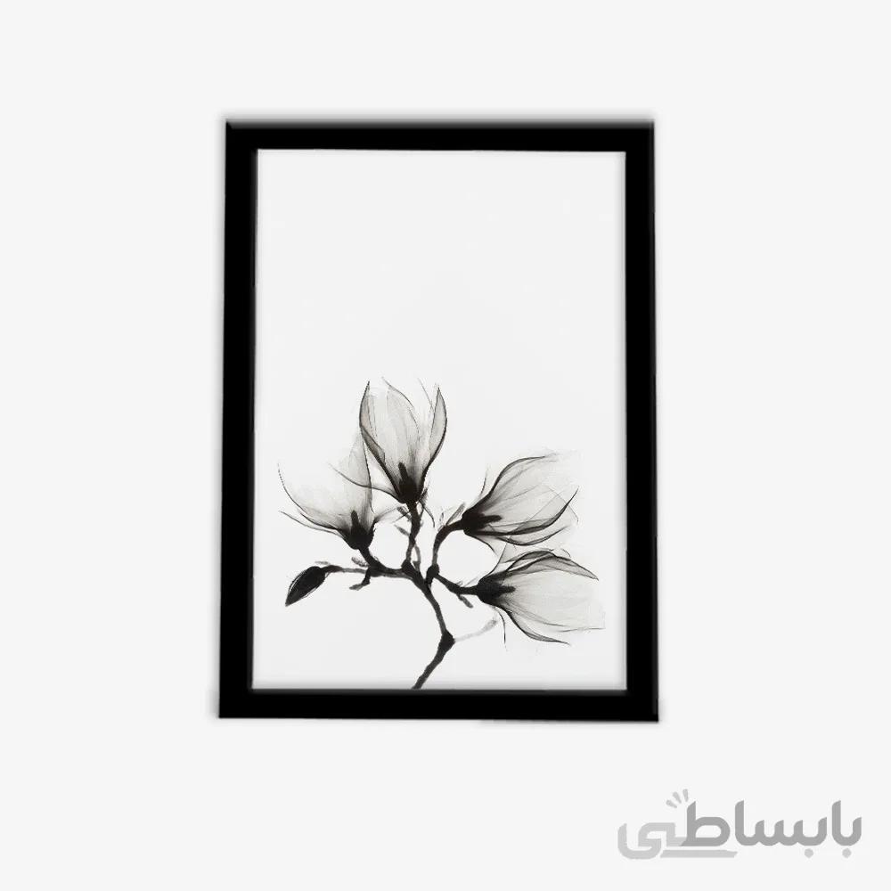 تابلو مدرن گل سیاه و سفید