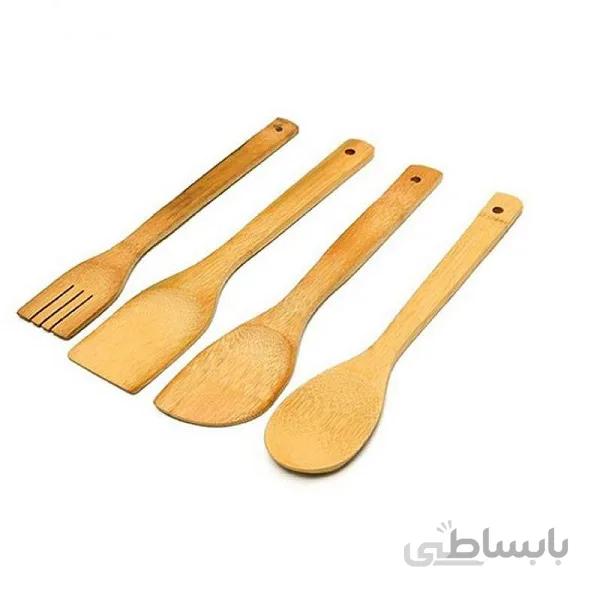 سرویس کفگیر چوب بامبو 4 تایی