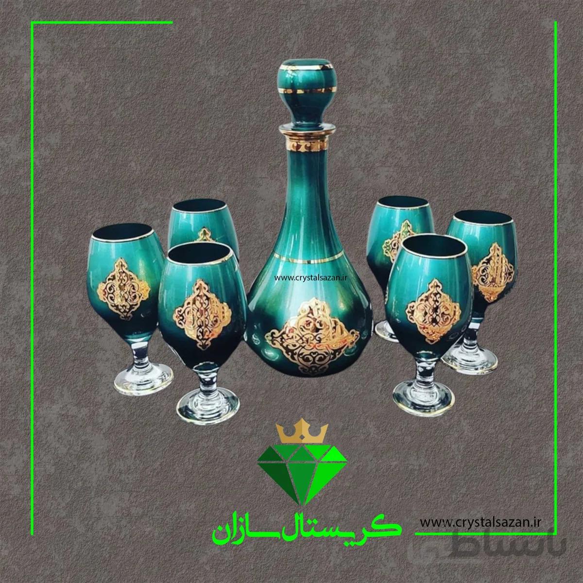 تنگ و جام 7 پارچه مدل طلا برجسته کد J1307 کریستال سازان