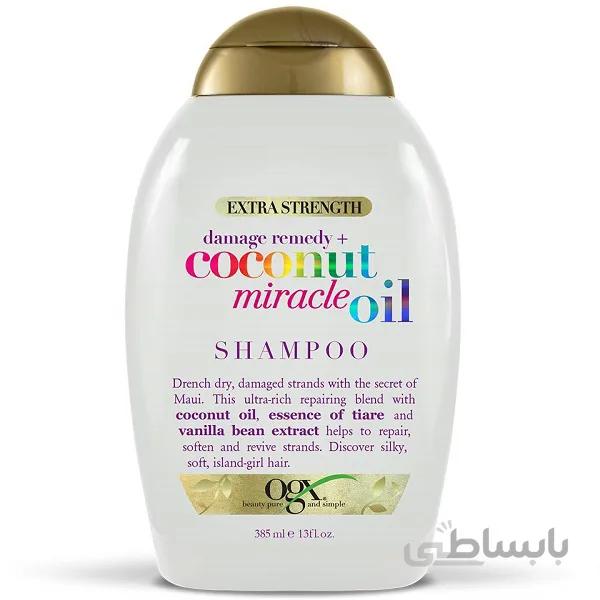 شامپو روغن نارگیل میراکل اوجی ایکس 385 میل ( شکستگی درب یا فرورفتگی بدنه ) فروش ویژه