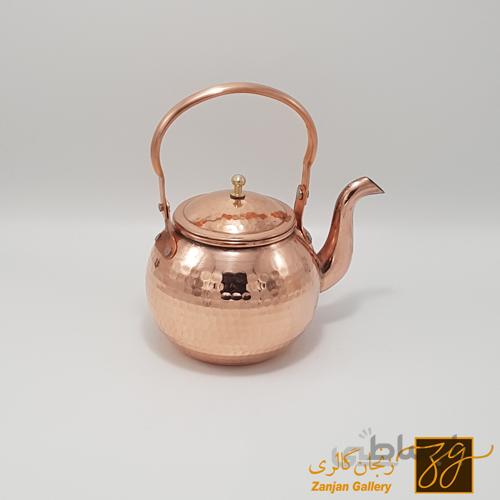 قوری مسی شکمی دسته بالا
