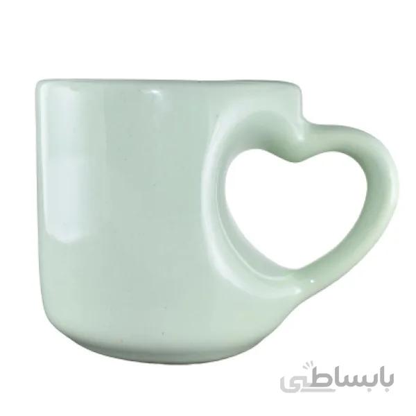 ماگ سرامیکی دسته قلبی سبز