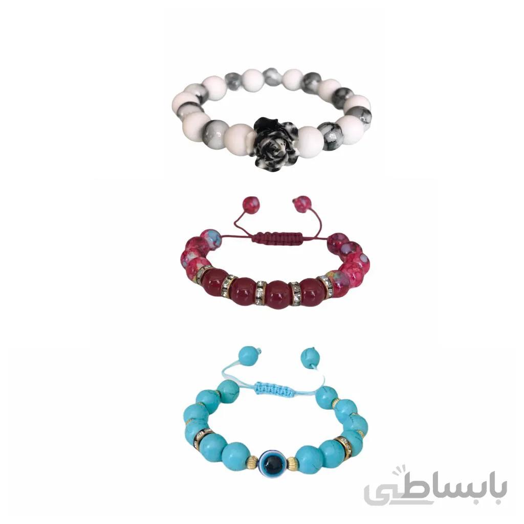 دستبند دخترانه مدل چشم نظر مجموعه ۳عددی