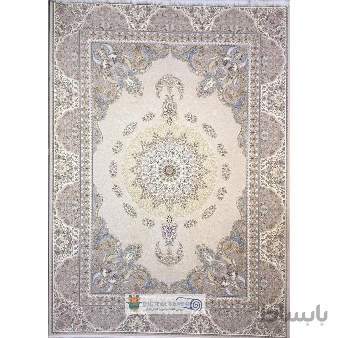 فرش خاطره کویر کاشان 1500 شانه طرح ماهرو کرم