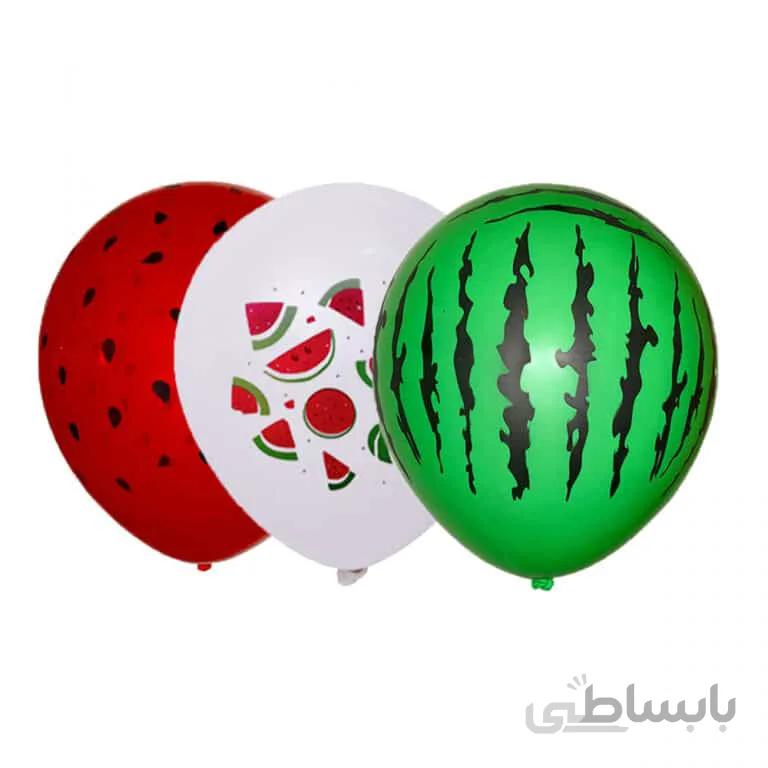 بادکنک لاتکس طرح هندوانه یلدا بسته 3 عددی مدل STY269
