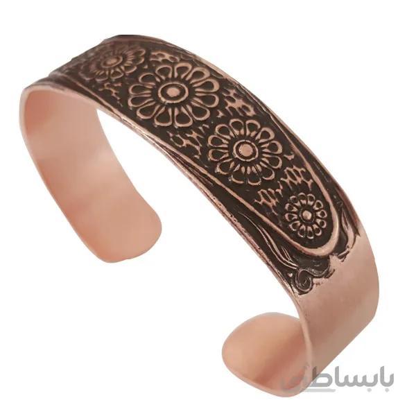 دستبند مسی پهن پنج گل لوتوس کد jw52