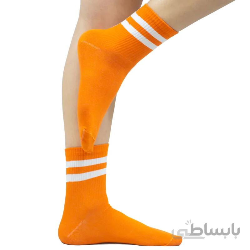 جوراب نیم ساق دوخط نارنجی آپتیمیست