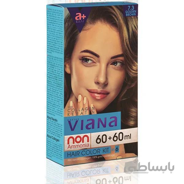 کیت رنگ مو ویانا (Viana) شماره 7/3 (قهوه ای طلایی) حجم 120 میل