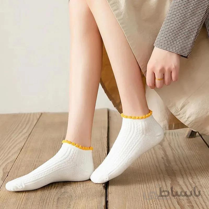 جوراب مچی زنانه نقش دار لب کنگره