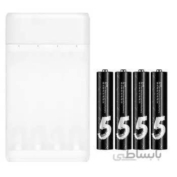 شارژر باتری زد ام آی مدل pB401 به همراه 4 عدد باتری قلمی