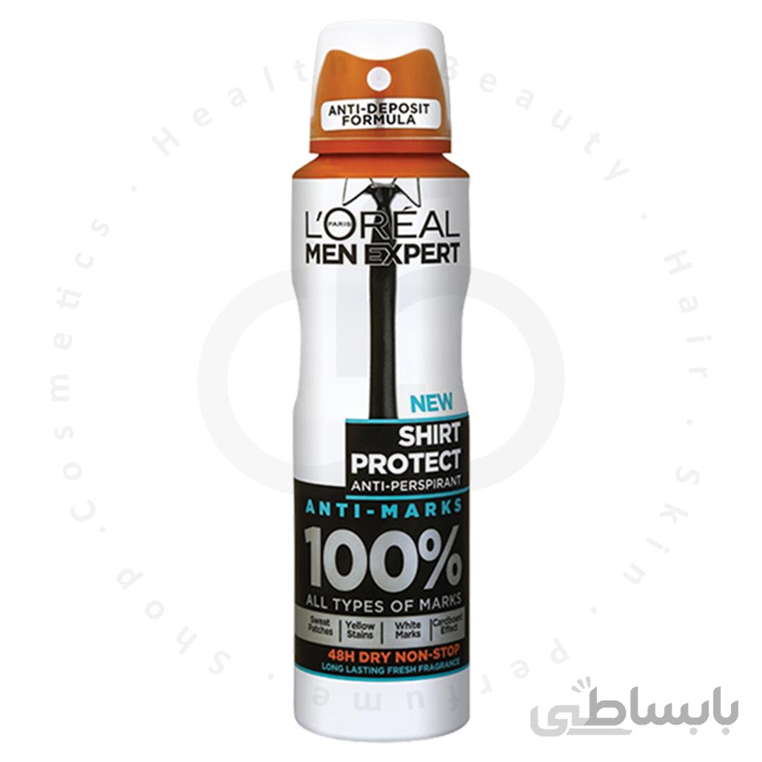 اسپری ضد تعریق مردانه لورال مدل شرت پروتکتLoreal Men Expert Shirt Protect 48h Spray 250ml