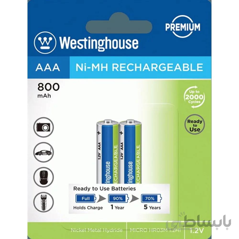 باتری نیم قلمی شارژی ۸۰۰ میلی آمپر وستینگ هاوس(Westinghouse) بسته 2 عددی