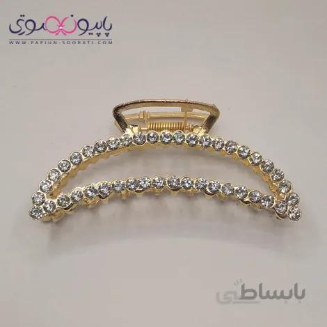 کلیپس مو فلزی نگین دار نیم دایره بزرگ
