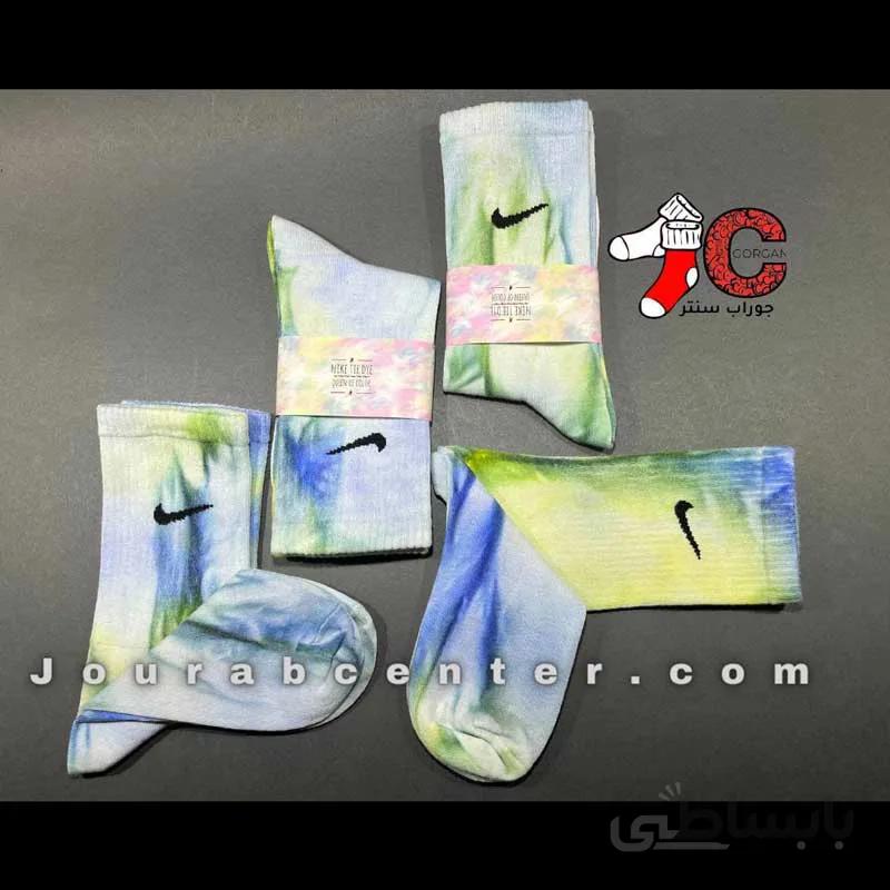 جوراب ساق بلند طرح نایکی تایدای-سبز و آبی