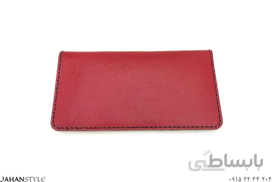 کیف پول و مدارک چرم طبیعی قرمز