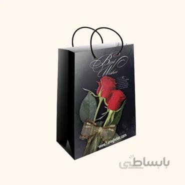 ساک کادویی متوسط طولی سایز 3 طرح گل رز قرمز