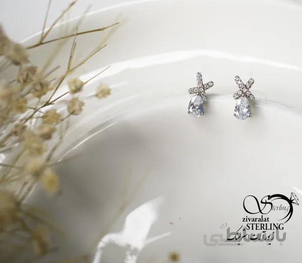 گوشواره نقره تک نگین