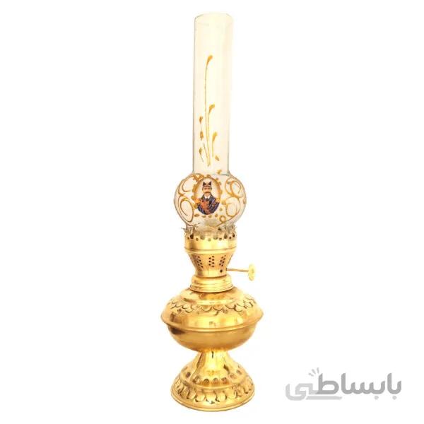 چراغ گردسوز برنجی طرح قلم زرد سایز متوسط کد ۹۲۷
