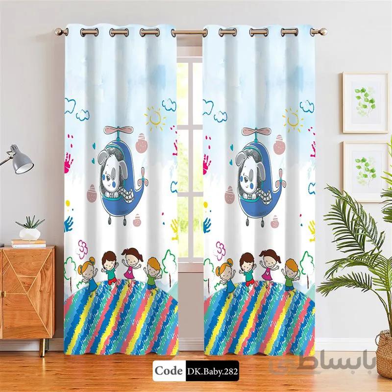 پرده پانچی (هازان و مخمل)کد DK.Baby.282 طرح نوزاد بچه ها در تپه