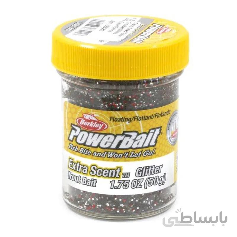 خمیر برکلی پاور بیت قزل الا Berkley PowerBait Glitter Trout Bait Smoke N Fire with Silver Fleck