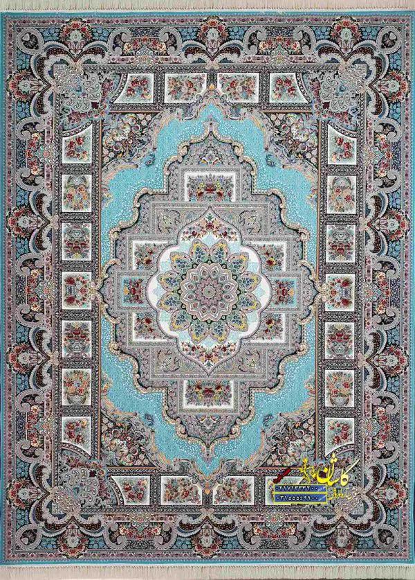 فرش کاشان حوض نقره ابی