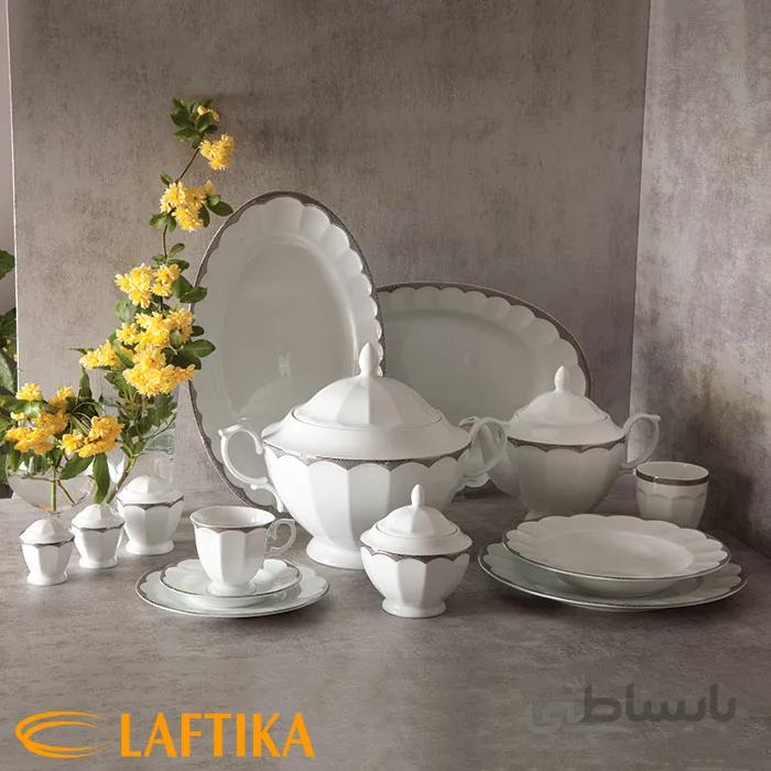 چینی زرین سرویس 12 نفره کامل نئوکلاسیک طرح ایساتیس پلاتینی