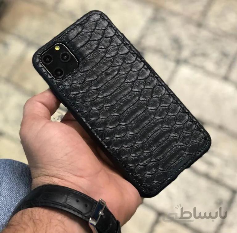 قاب ایفون اپل چرم کروکودیل (مشکی)