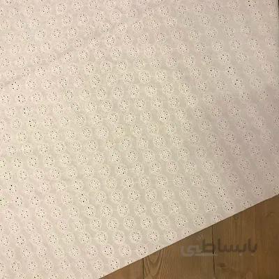 پارچه وال خامه دوزی رنگ سفید کد 2701