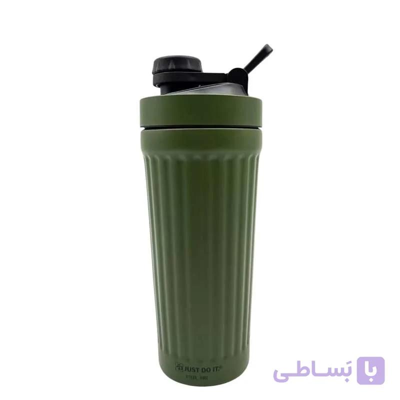 شیکر ورزشی یک تکه مدل شیاردار فلزی گنجایش 0.739 لیتر