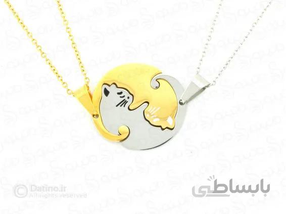گردنبند جفت گربه نماد عشق zarrin-n-116