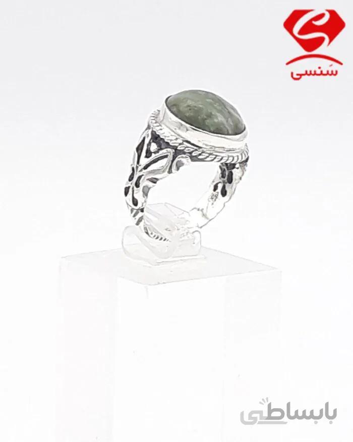 انگشتر نقره عقیق خزه ای