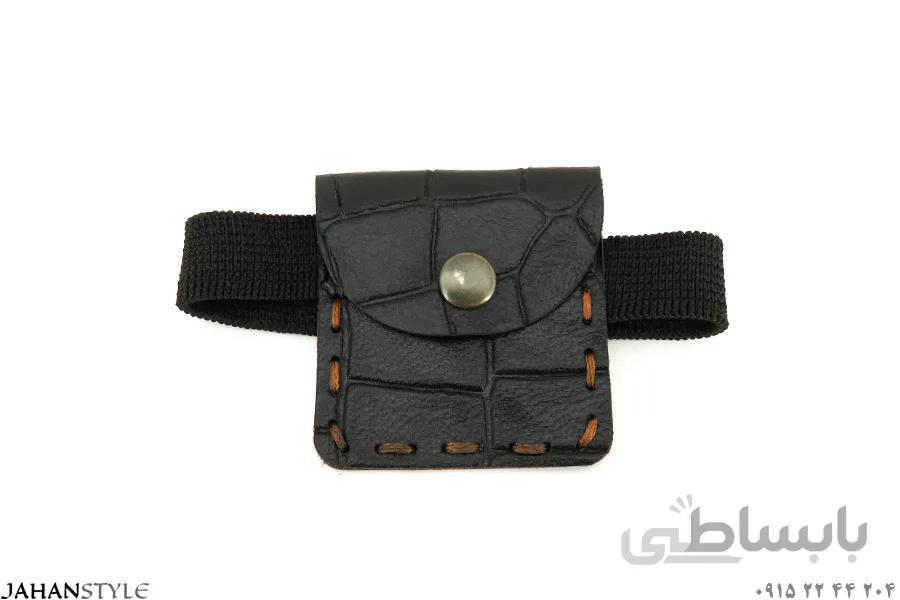 بازوبند و جاحرزی چرم طبیعی طرح دار مشکی