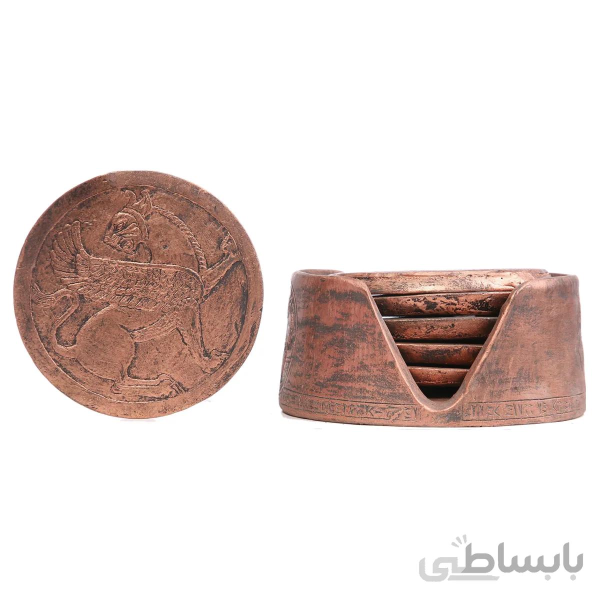 زیر لیوانی تندیس و پیکره شهریار مدل شیر جام طلایی کد MO2310 بسته 6 تایی