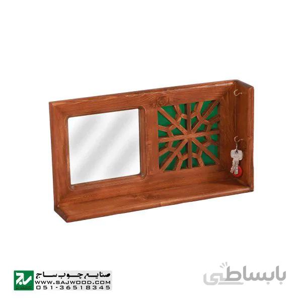 شلف دیواری و جا کلیدی دکوری صنایع چوب ساج مدل ۶۲۲