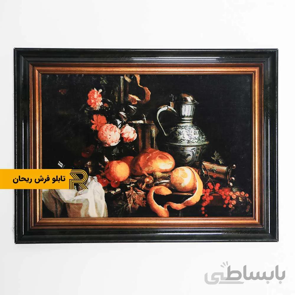 تابلو فرش ماشینی نقاشی گل فرانسوی همراه قاب