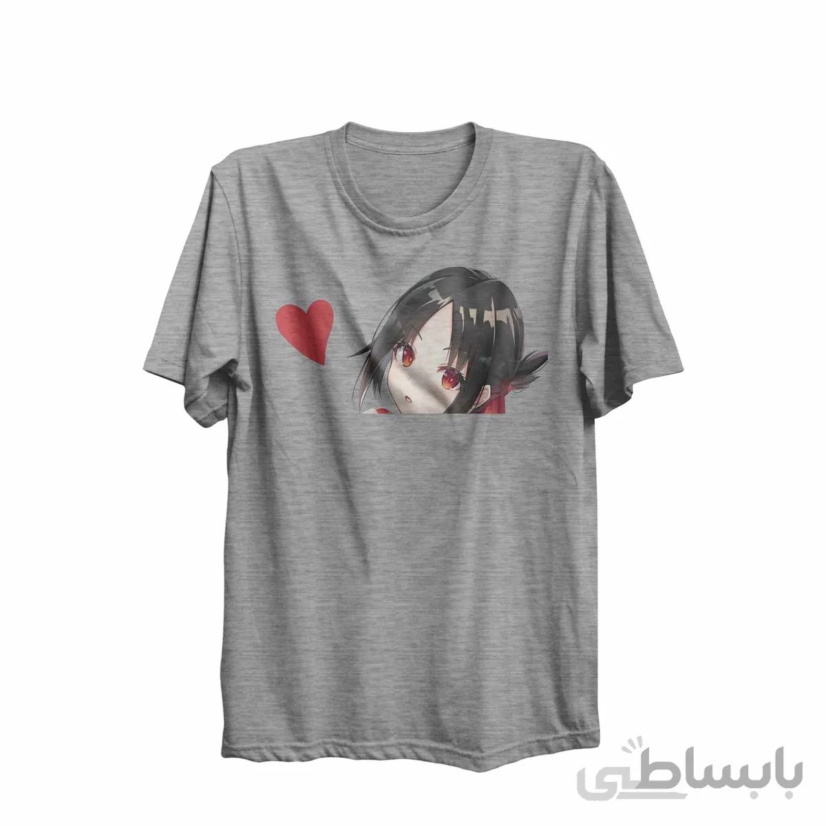 تیشرت یقه گردخاکستری طرح انیمه کاگویا ساما: عشق جنگ است Kaguya-Sama: Love Is War کد KCT10457