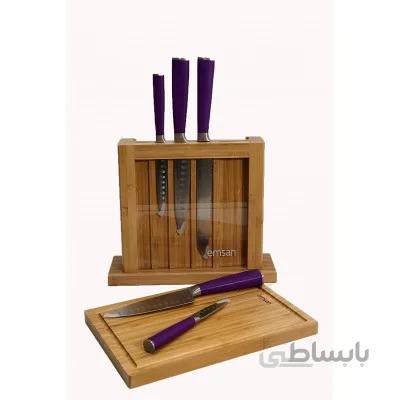 ست چاقوی آشپزخانه 7 پارچه امسان مدل Emsan Matriks Mor