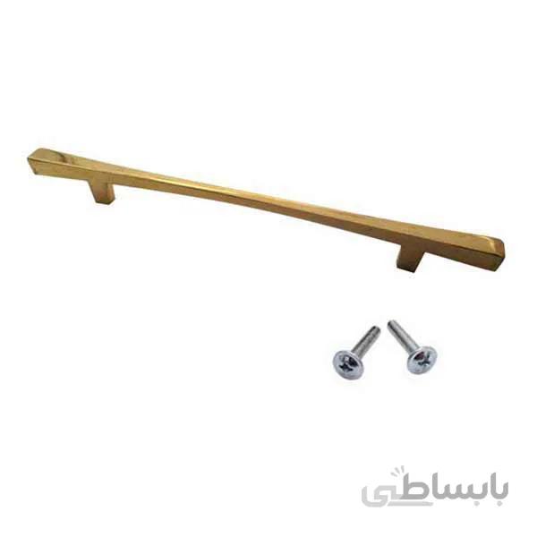 دستگیره کابینت دوپیچ طلایی فلزی مدل G310 طول 21.5 سانتیمتر