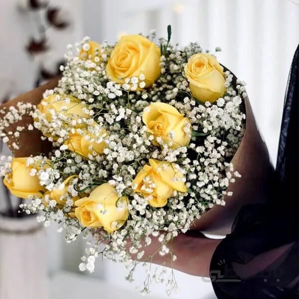 دسته گل رز زرد