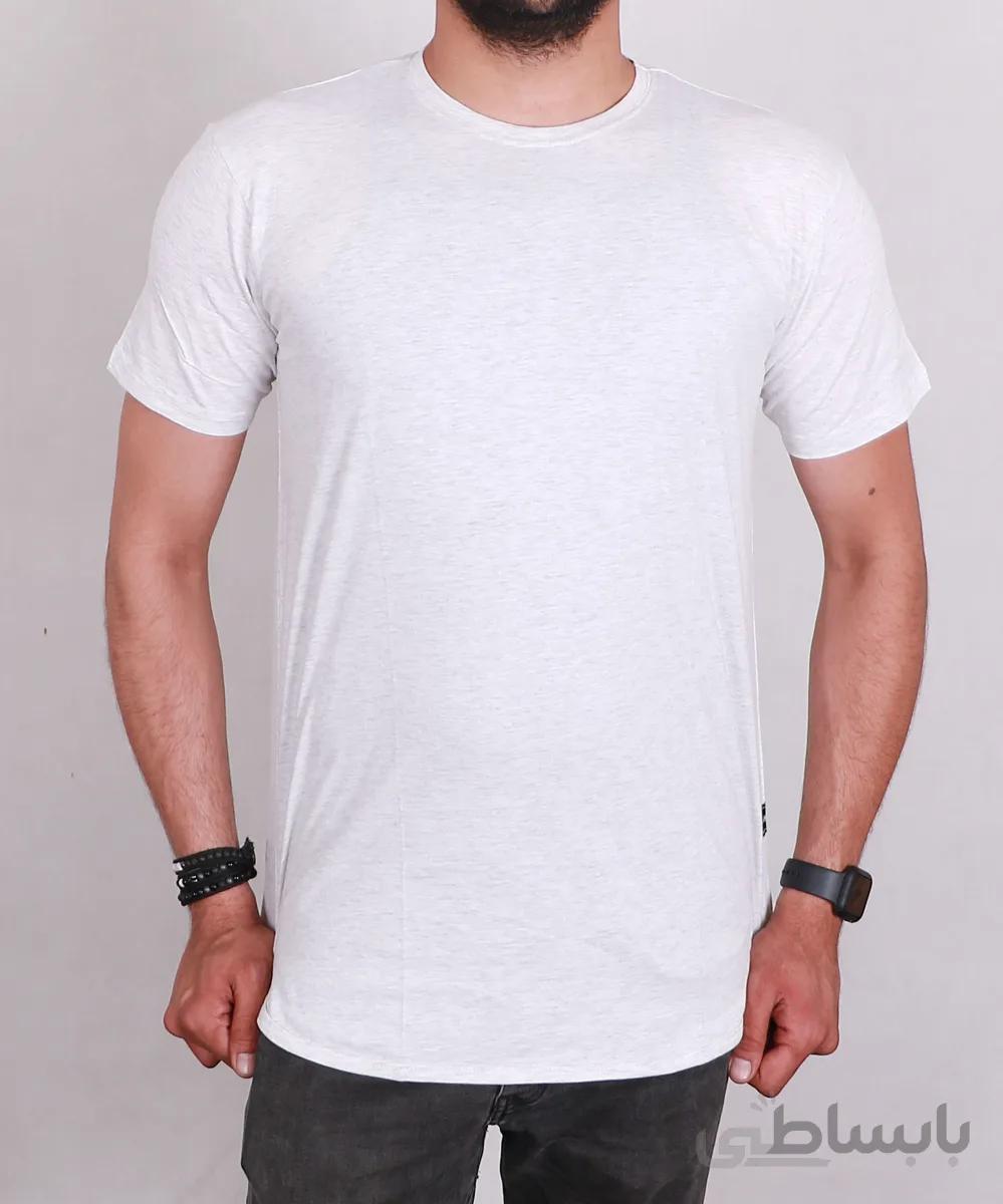 تیشرت یقه گرد مردانه لانگ طوسی روشن ساده مدل Zara Long