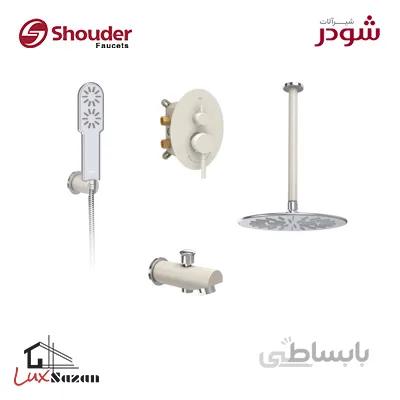 شیر توکار حمام شودر مدل روگن شیری کروم (سردوش پلاستیک ABS) تیپ 3