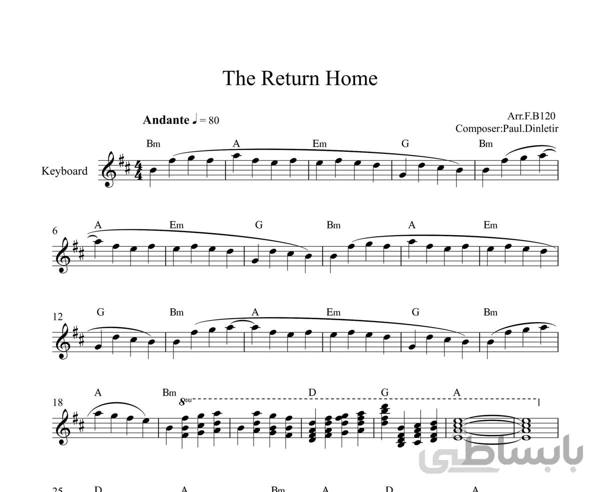 نت کیبورد آهنگ The Return Home به همراه آکورد